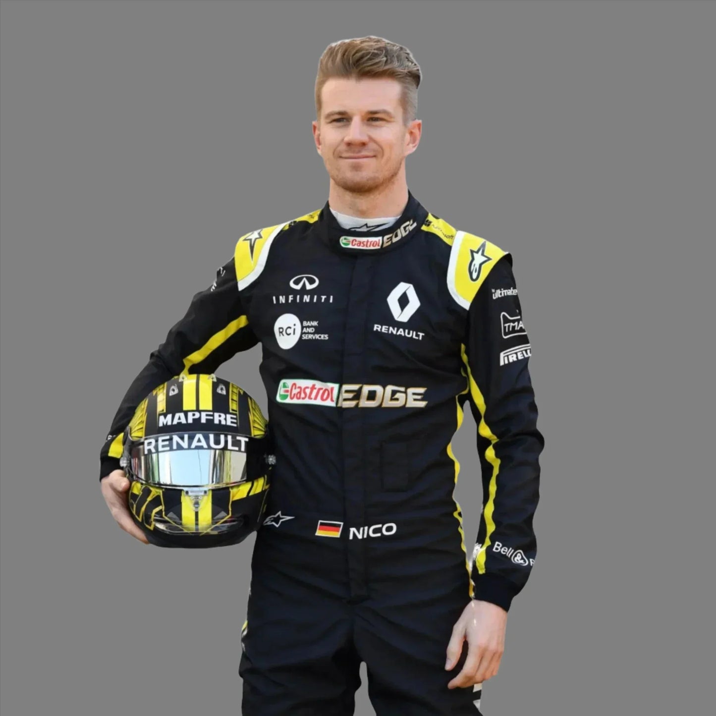 F1 Nico Hulkenberg Renault F1 team 2019 race suit