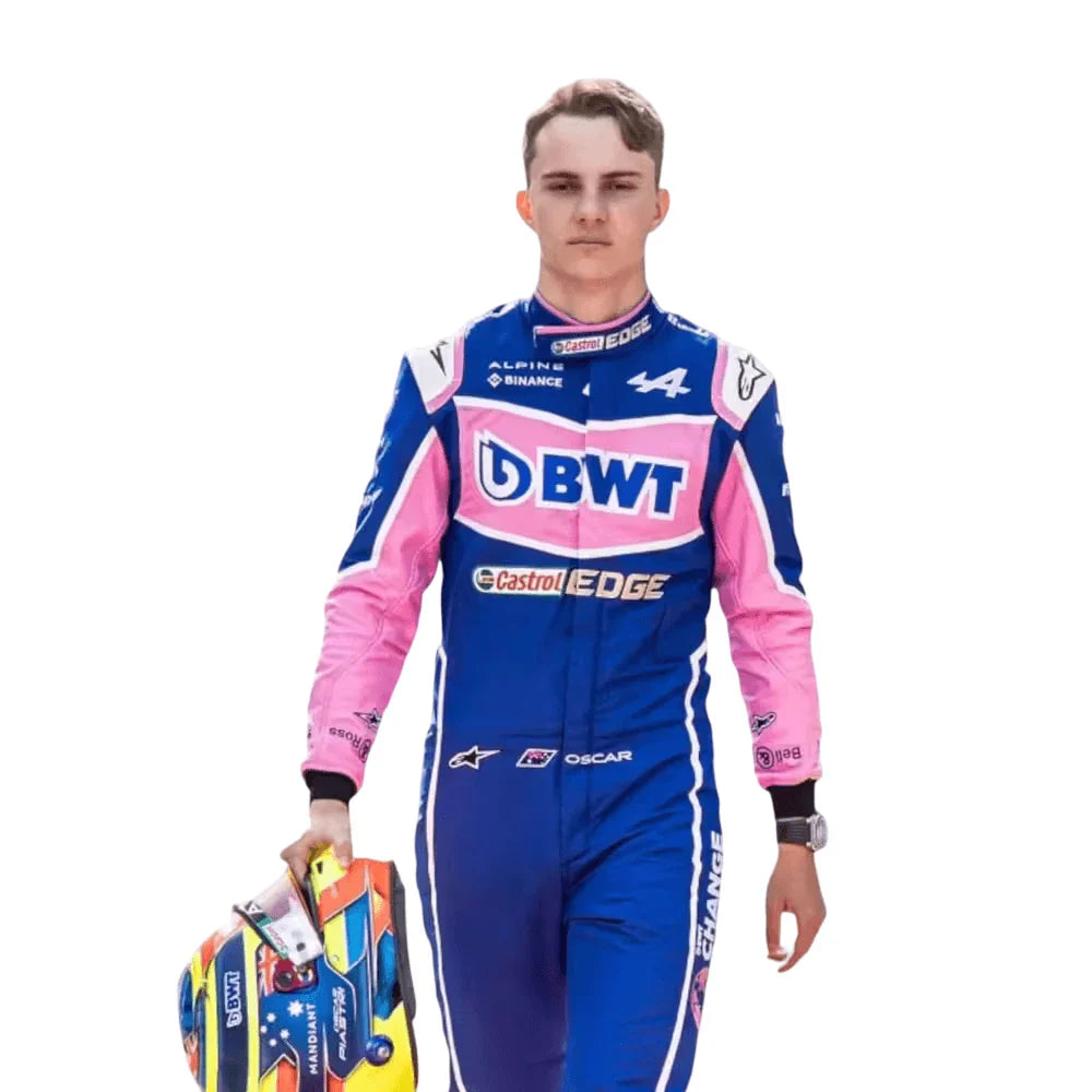 F1 mclarn Oscar piastri 2022 BWT Alpine race suit.